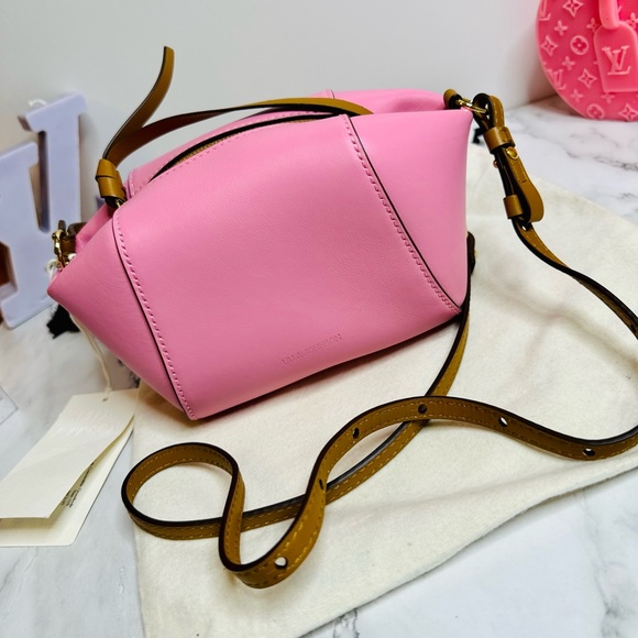 NEW! Ulla Johnson Rosebloom Pink Leather Imogen Small Soft Convertible Crossbody - Picture 2 of 15